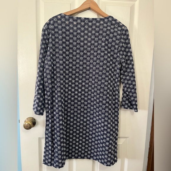 Talbots Swimsuit Cover Blue with White Eyelets V Neck - Picture 5 of 9